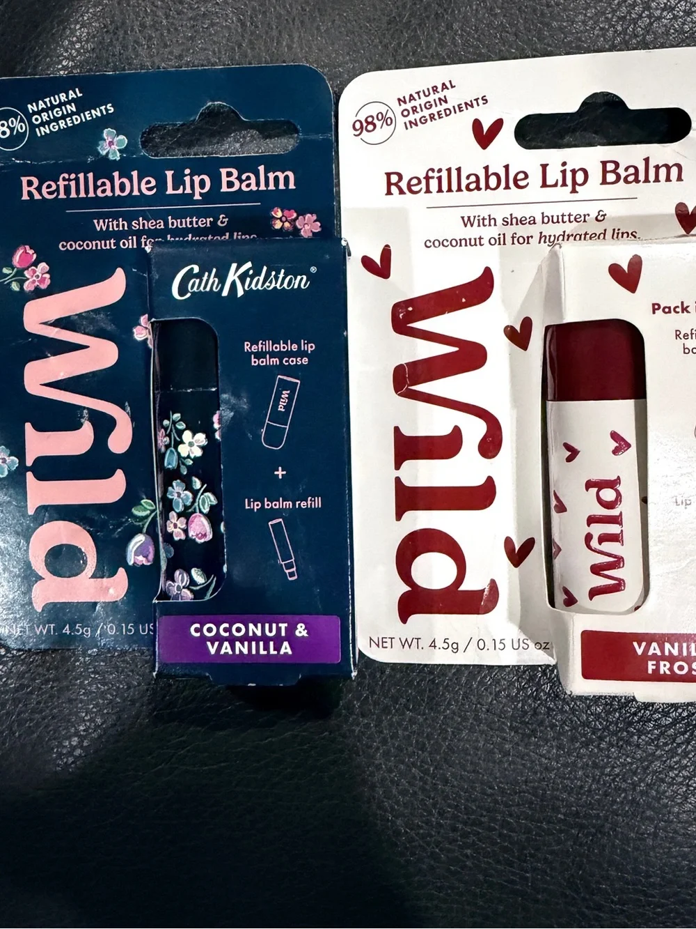 Cath Kidston Refillable Lip Balm Case Duo – Navy Floral & White Heart
